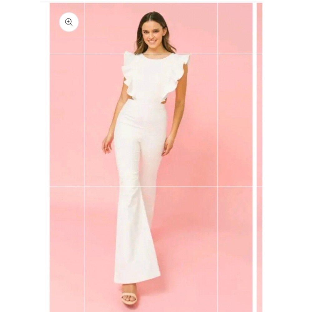 Flying Tomato white cut out denim jumpsuit